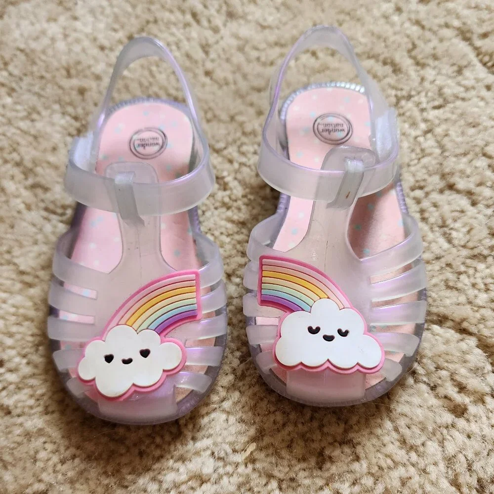Wonder Nation Baby Girls Mary Jane Rainbow Jelly Shoes Size 5